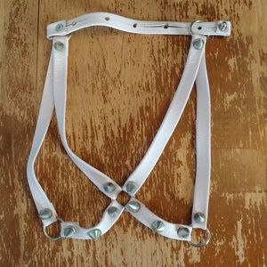 Creepyyeha pastel pink leather collar necklace